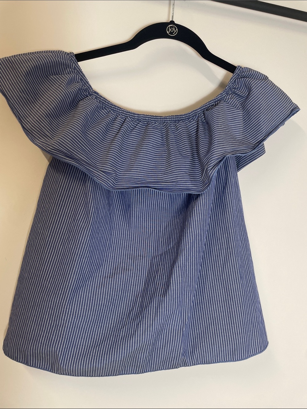 Ambiance Blue Striped Off-Shoulder Ruffle Top